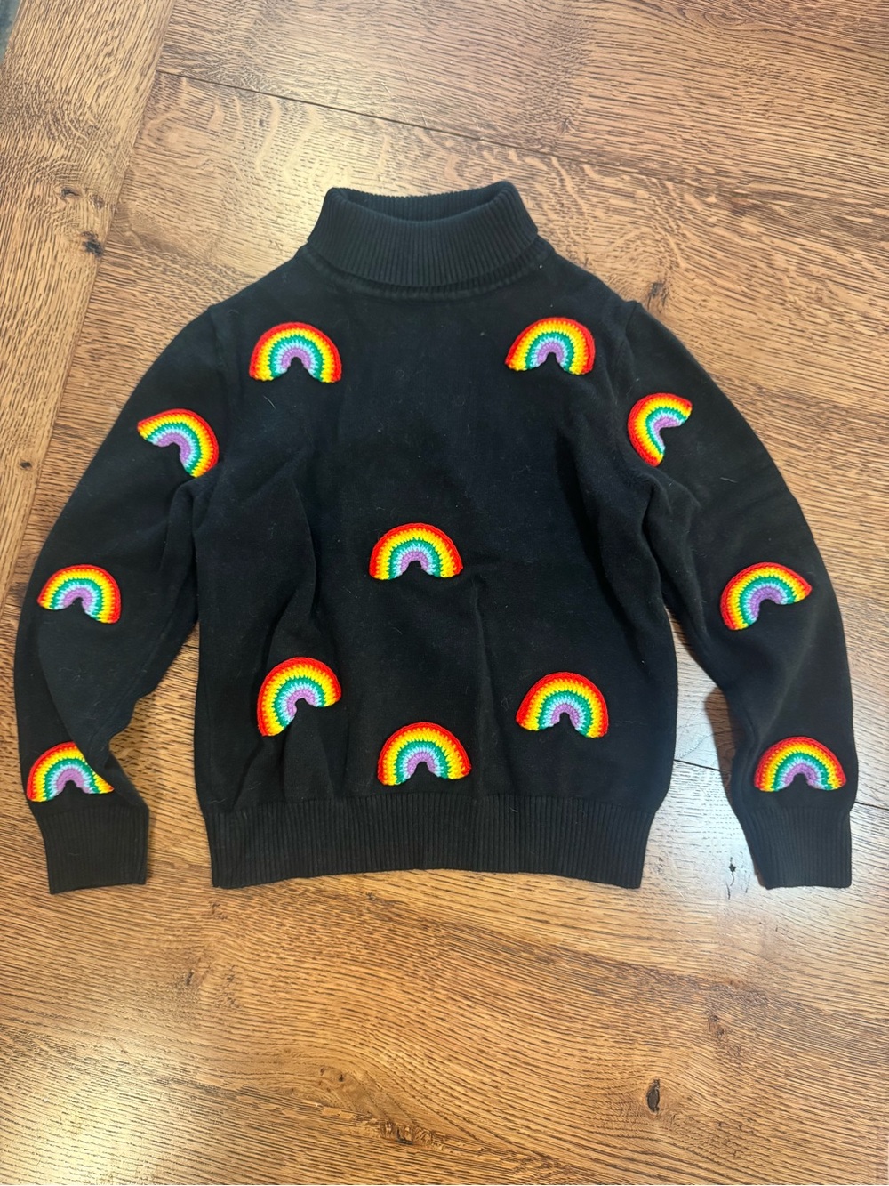 Lola & The Boys Rainbow Patch Turtleneck Sweater